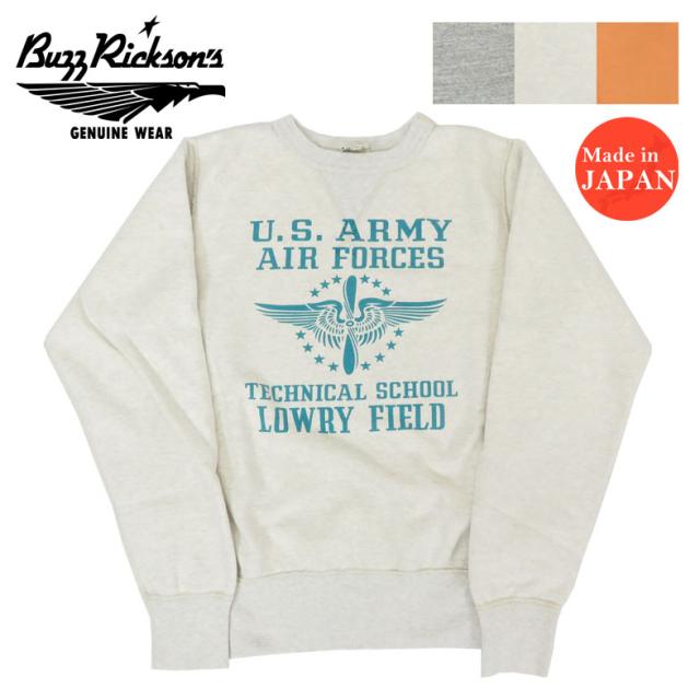 バズリクソンズ BUZZ RICKSON'S 長袖 セットイン クルーネック スウェット プリント 