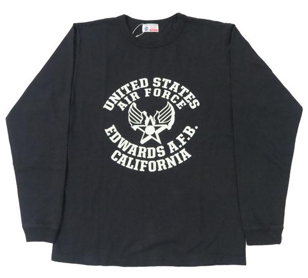 バズリクソンズ BUZZ RICKSON'S 長袖 Tシャツ プリント "EDWARDS" MADE IN USA BR69508