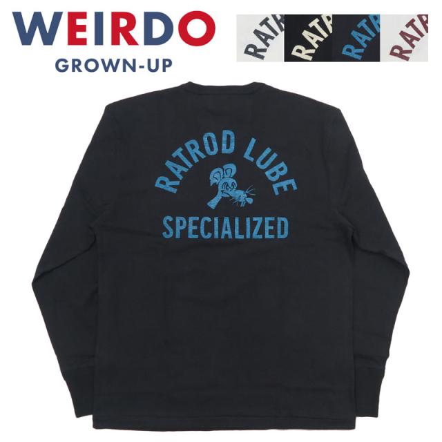 WEIRDO ウィアード 長袖 ヘンリーネック Tシャツ 胸ポケット 天竺生地 ”RATROD LUBE” GLAD HAND グラッドハンド WRD-24-AW-14