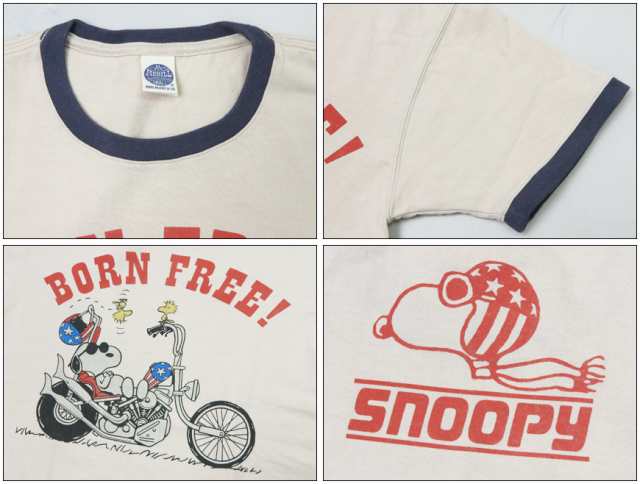 トイズマッコイTOYSMcCOY 半袖 Tシャツ SNOOPY スヌーピー リンガー JOHNNY RINGER TEE “BORN FREE !” TMC2440