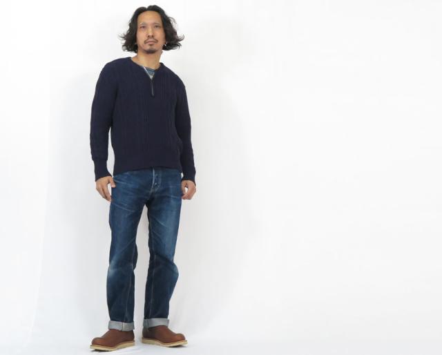 ダリーズ＆コー DALEE'S&CO ハーフジップ リブ コットン アラン セーター ユニオンスペシャル デラックスウェア DELUXEWARE Irad.Sweater 2I0019_6