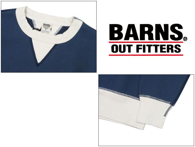 バーンズ BARNS 裏毛 スウェット プルオーバー 2トーンカラー フラットシーマ COZUN BR-3300_5
