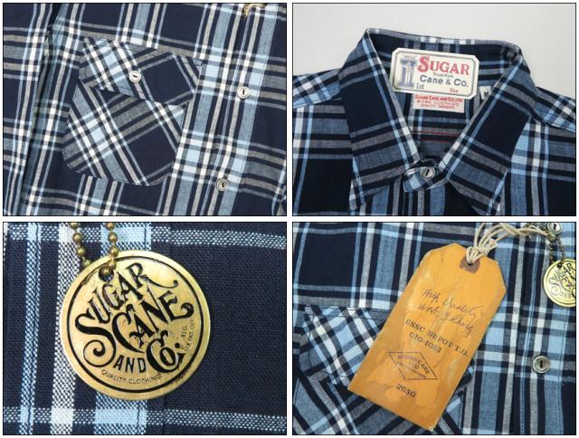 シュガーケーン SUGAR CANE 長袖 ワークシャツ FICTION ROMANCE 7.9oz. INDIGO CHECK WORK SHIRT SC29182