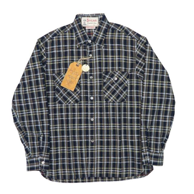 シュガーケーン SUGAR CANE 長袖 ワークシャツ FICTION ROMANCE 7.1oz. INDIGO CHECK WORK SHIRT SC29183