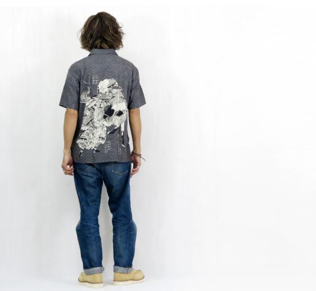 サンサーフ SUN SURF × 葛飾北斎 SPECIAL EDITION “画本武蔵鐙” 半袖 レーヨン ハワイアンシャツ日本の意匠 アロハシャツ SS39460_6