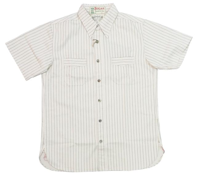 シュガーケーン SUGAR CANE 8.5oz ホワイト ウォバッシュ ストライプ 半袖 ワーク シャツ FICTION ROMANCE フィクションロマンス SC37275