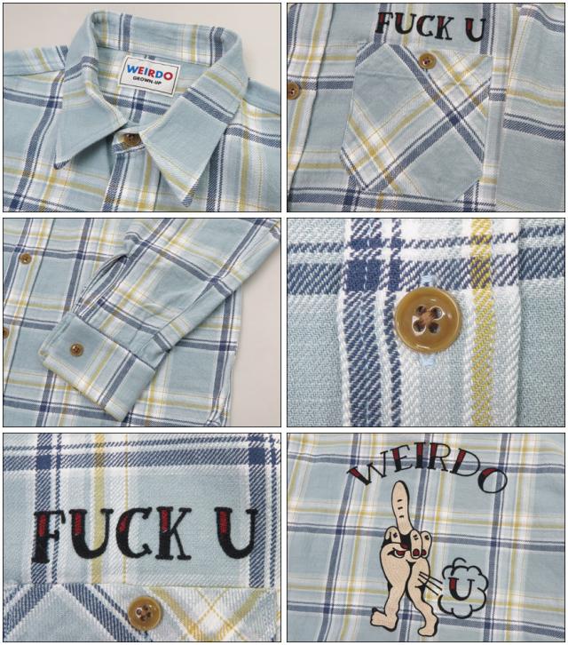 WEIRDO ウィアード チェーン刺繍 長袖 チェック ワークシャツ FUCK U グラッドハンド GLAD HAND WRD-24-SS-13_5