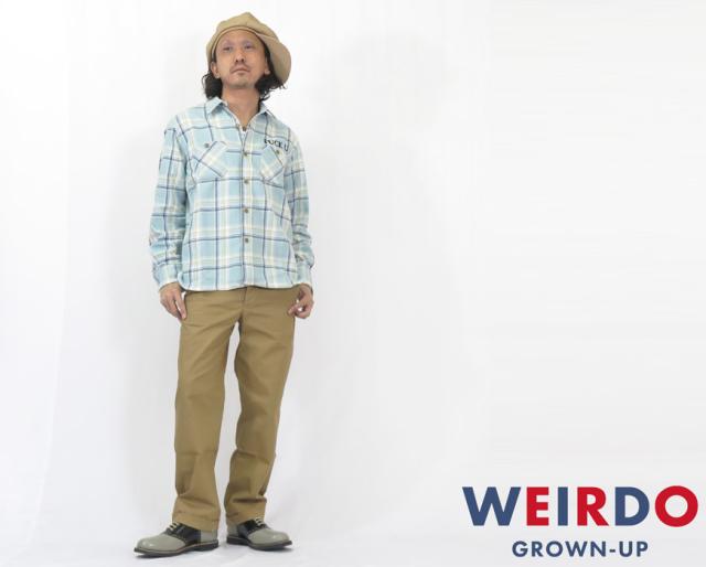 WEIRDO ウィアード チェーン刺繍 長袖 チェック ワークシャツ FUCK U
