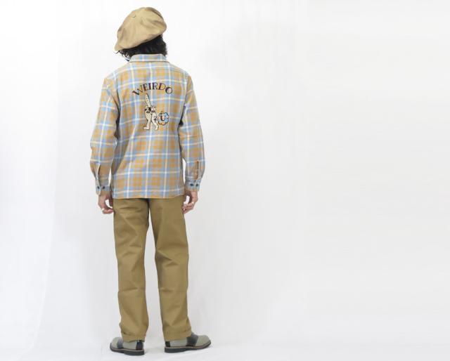 WEIRDO ウィアード チェーン刺繍 長袖 チェック ワークシャツ FUCK U グラッドハンド GLAD HAND WRD-24-SS-13 WEIRDO ウィアード チェーン刺繍 長袖 チェック ワークシャツ FUCK U