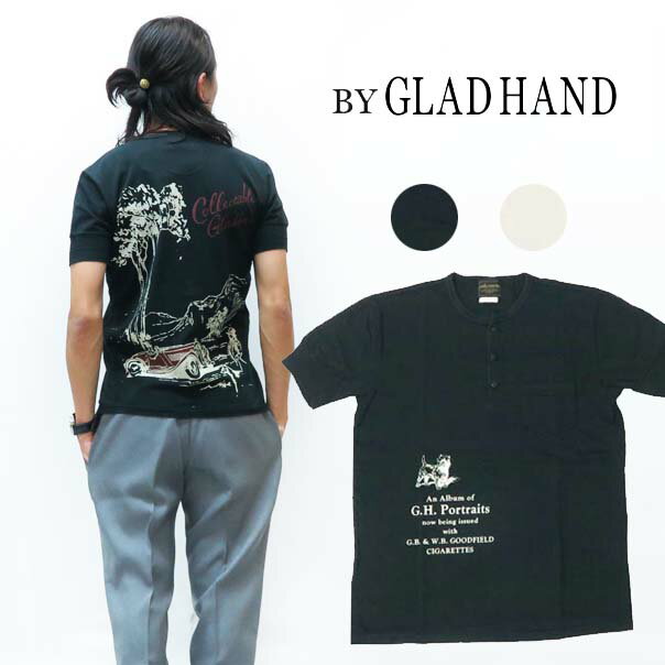 BY GLAD HAND バイ グラッドハンド 半袖 ヘンリーネック Tシャツ 刺繍 胸ポケット PORTRAITS BYGH-20-SS-21