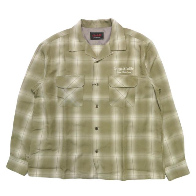 【美品】gangsterville オープンカラーシャツ　XL gladhand GANGSTERVILLE ギャングスタービル テンセルチェック オープンカラー
