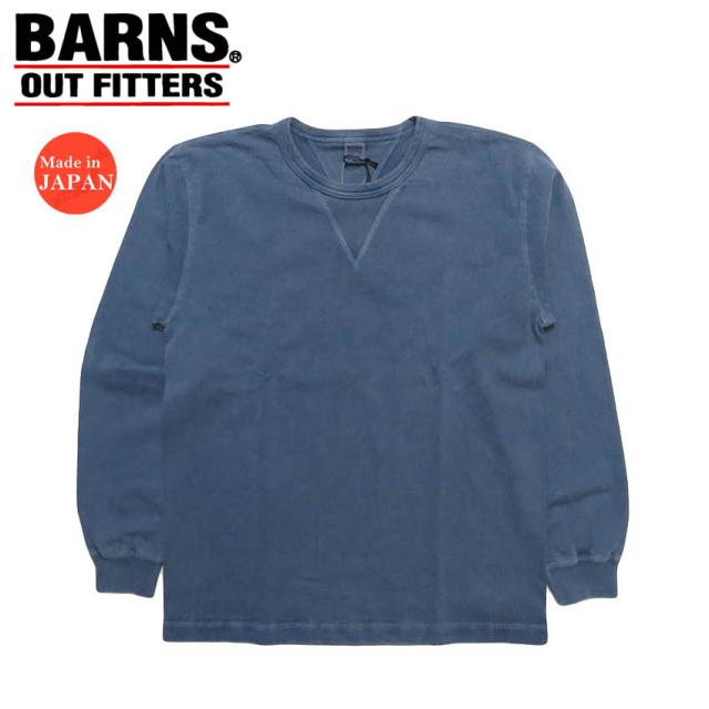 バーンズ BARNS 長袖 両VガゼットクルーネックＴシャツ  2026ssカラー "COZUN" ヴィンテージ ピグメント ユニオンスペシャル BR-3043PG-26【2026年春夏新作】