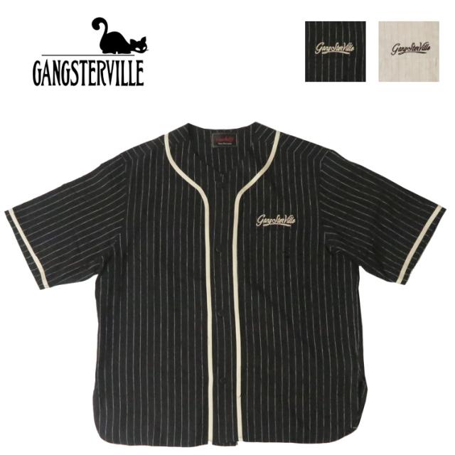 GANGSTERVILLE ギャングスタービル 半袖 リネン ベースボール シャツ THUG LIFE GLAD HAND グラッドハンド GSV6114 【2026年春夏新作】