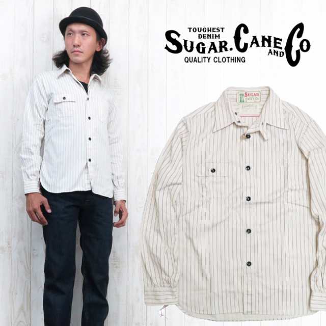 シュガーケーン SUGAR CANE ワークシャツ 長袖 8.5oz ホワイトウォバッシュ FICTION ROMANCE フィクションロマンス sc27076