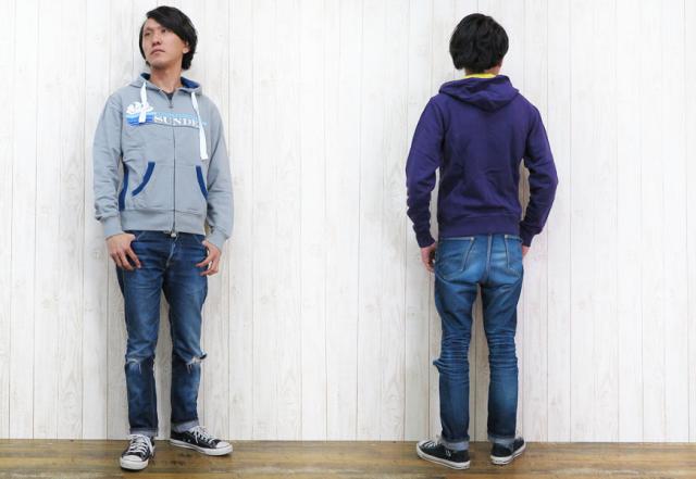 SUNDEK サンデッキ ヒビ割れプリントジップアップパーカー m930jhf1300