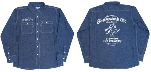 テッドマン テッドマンズ TEDMAN'S ワークシャツ シャンブレー ネイビー 長袖 刺繍 tshb-1100nv_1