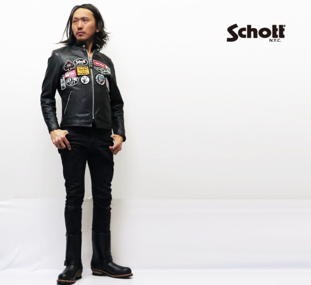 ショット Schott ラムレザー ジャケット カフェレーサー ワッペン 羊革