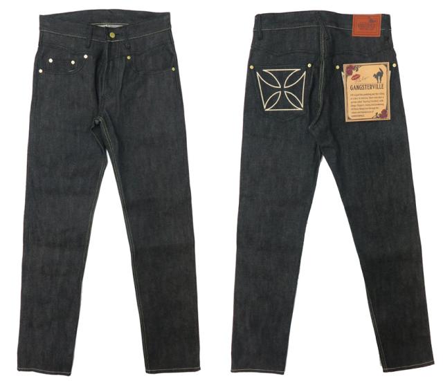 GANGSTERVILLE ギャングスタービル THUG DENIM SLIM IRON CROSS