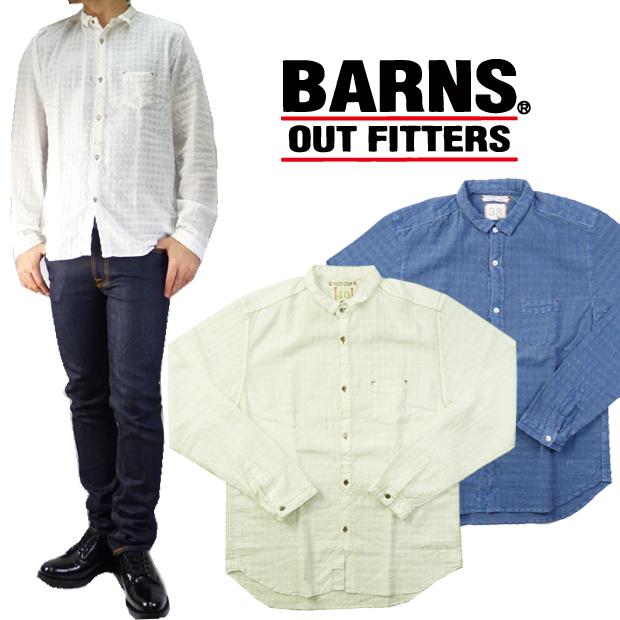 バーンズ BARNS ドビー小衿 長袖シャツ