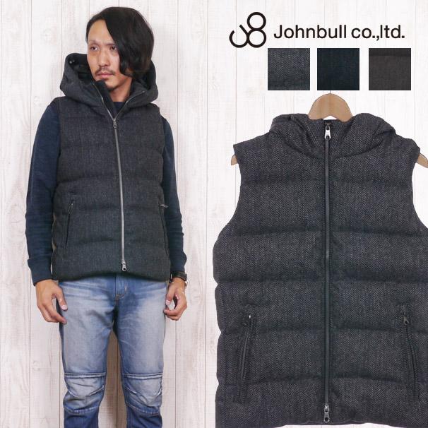 ジョンブル JOHNBULL フーデッド ウールダウンベスト ツイード jb16550