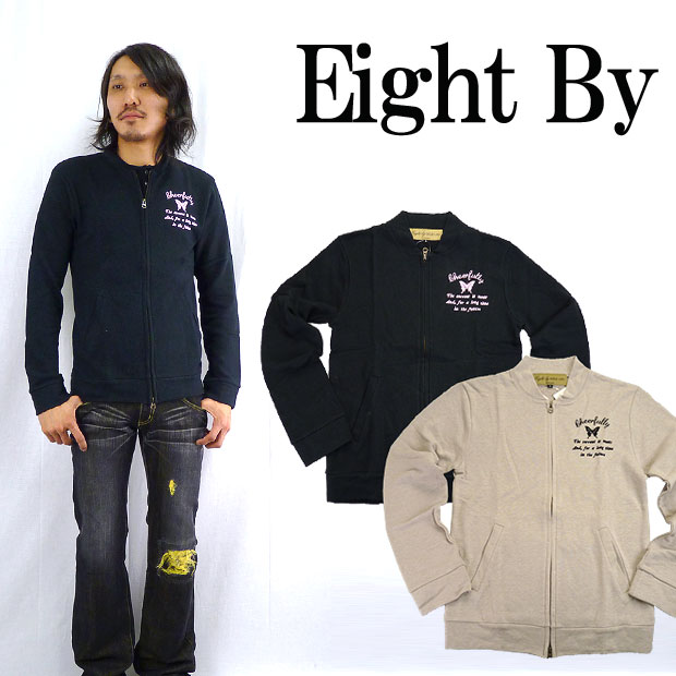 Eight By エイトバイ ワンポイントバタフライジップアップスウェット