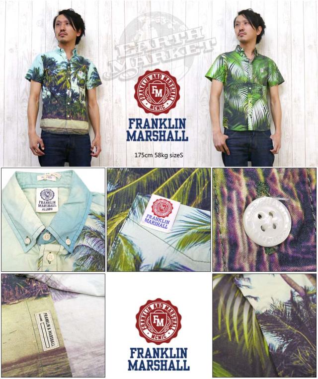 フランクリン マーシャル FRANKLIN＆MARSHALL 半袖 シャツ ボタンダウン B.D. フォト トロピカル ハワイアン 写真 fm39181-3021 2014_2