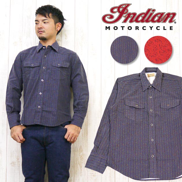 インディアンモーターサイクル Indian Motorcycle シャツ 長袖 ウェスタン ランダム ストライプ ネイティブ im26774の通販は