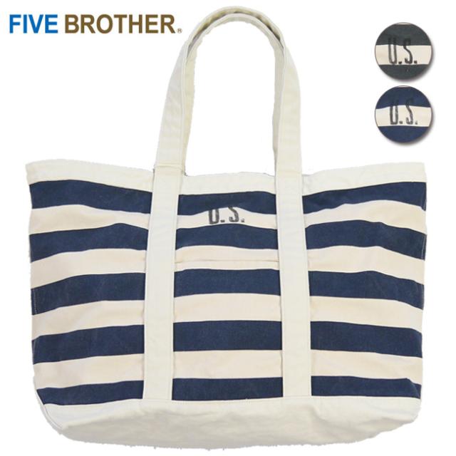 ファイブブラザー FIVE BROTHER コットン ボーダー トート バッグ fb151457