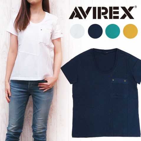 AVIREX アビレックス アヴィレックス レディース チュニック Tシャツ ショートスリーブ リブコンビ avi6263200 AVIREX アビレックス アヴィレックス レディース チュニック T