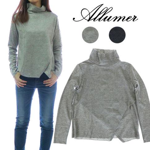 Allumer アリュメール レディース グレンチェック ジャガード タートルネック Tシャツ カットソー amr8141976