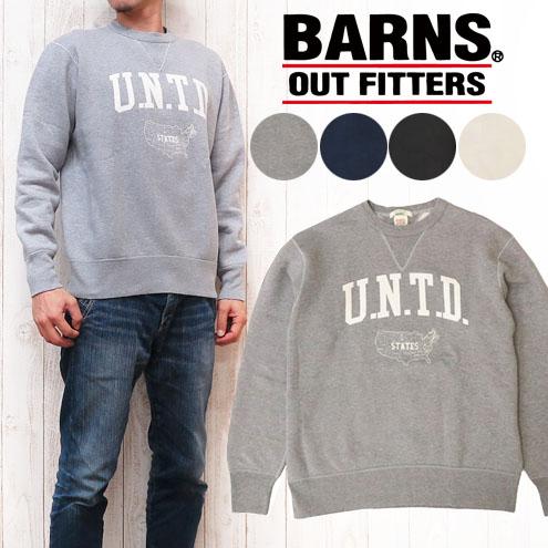 バーンズ BARNS 両Ｖがセット スウェット トレーナー クルーネック 小寸吊り編み COZUN 裏毛 ユニオンスペシャル br-7202