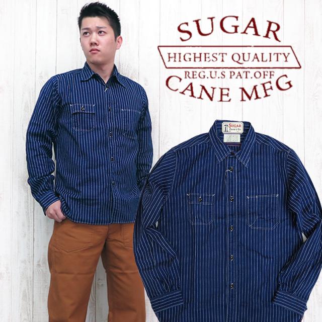 シュガーケーン SUGAR CANE 8.5oz ワークシャツ ウォバッシュ ストライプ Fiction Romance sc25551aの通販は