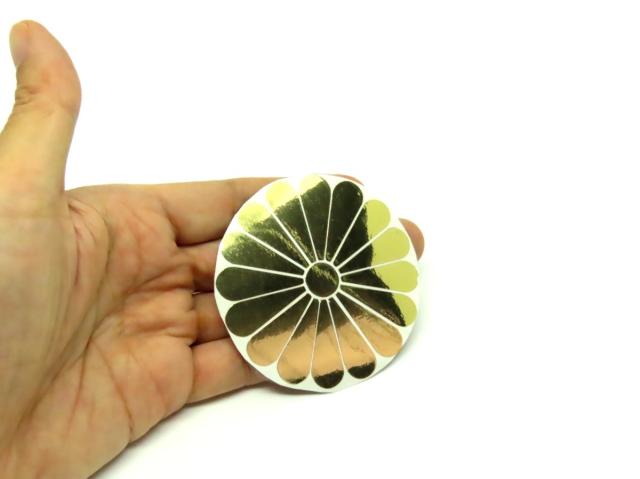 菊紋 カッティングステッカー ２枚セット ミラー ゴールド 金色 車 煽り運転 防止の通販はau Pay マーケット Tuge9999