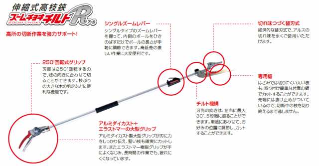 アルスコーポレーション 伸縮式高枝鋏 ズームチョキチルトアール 採収