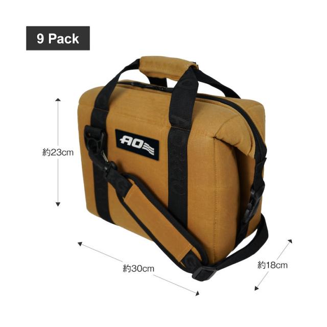 【圧倒的な保冷力 気温35度でも氷なら27時間維持!!】 ソフトクーラーボックス AOクーラーズ 9パック ワックスドキャンバス 8.5L キャメル AOW9CA 日本正規品 保冷バッグ 頑丈 カジュアル 無骨 コンパクト 軽量 持ち運び 便利 海水浴 釣り ゴルフ アウトドア レジャー BBQ