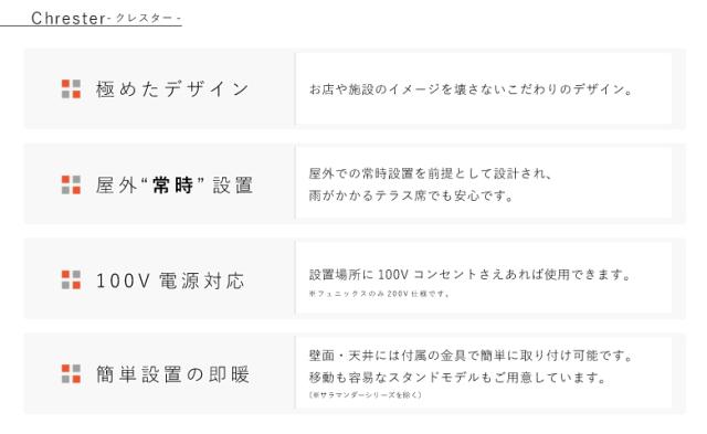 [三太郎の日P10倍！] クレスター Chrester 業務用屋外防水ヒーター ペガサス 1000W 本体のみ ブラック 壁・天井設置モデル_2