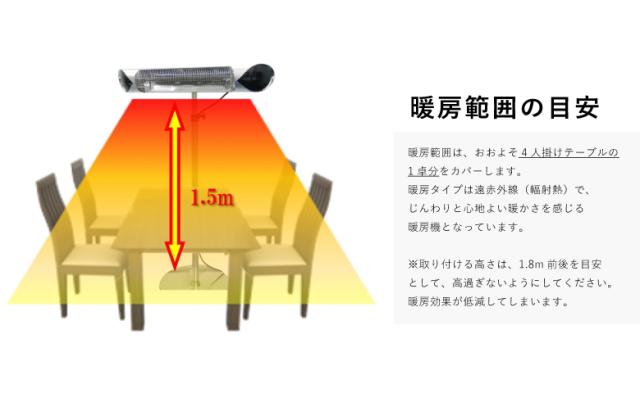 [三太郎の日P10倍！] クレスター Chrester 業務用屋外防水ヒーター ペガサス 1000W ブラック スタンド付オプション横向き取付用_7