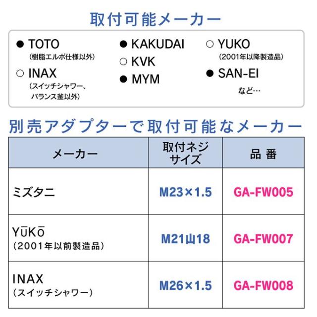 GAONA ガオナ これカモ GA-FH036 シャワーヘッドとホースのセット 浄水 大型 ストップ 髪・肌にやさしい 塩素除去 節水 ホワイト_7