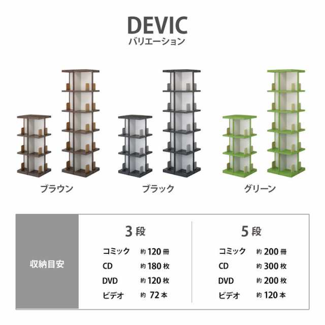 iseto デビック 3段 I-485 伊勢藤 コミック約120冊 CD約180枚 DVD約120枚収納 大容量 雑誌 コミック 漫画 ビデオ VHS CD DVD 書斎 タワー型 リビング・デスク周辺収納 片付け シンプルデザイン 機能的 便利 | 収納 本棚 コミック収納の通販は