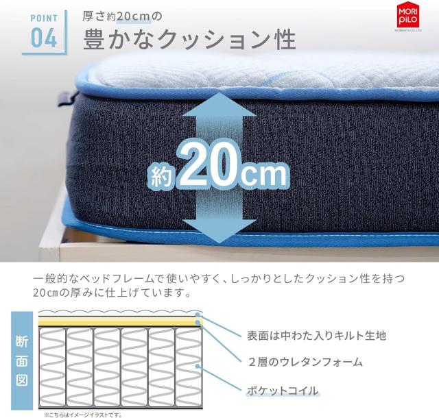 [三太郎の日P10倍！]モリシタ Carpediem 腰のことを考えた コイルスプリングマットレス S_7