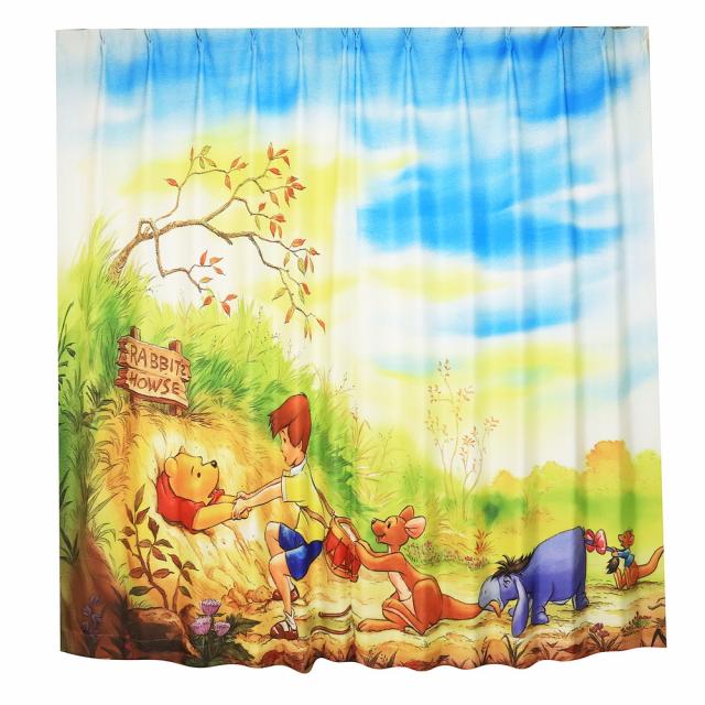 モリシタ ディズニー カーテン 遮光 2枚組 幅100x110cm丈 (くまのプーさん 絵羽柄ドレープカーテン) グッズ 大人 可愛い おしゃれ 大判 アート 外から見えにくい 厚め 左右1セット Disney イエロー キャラクター まく