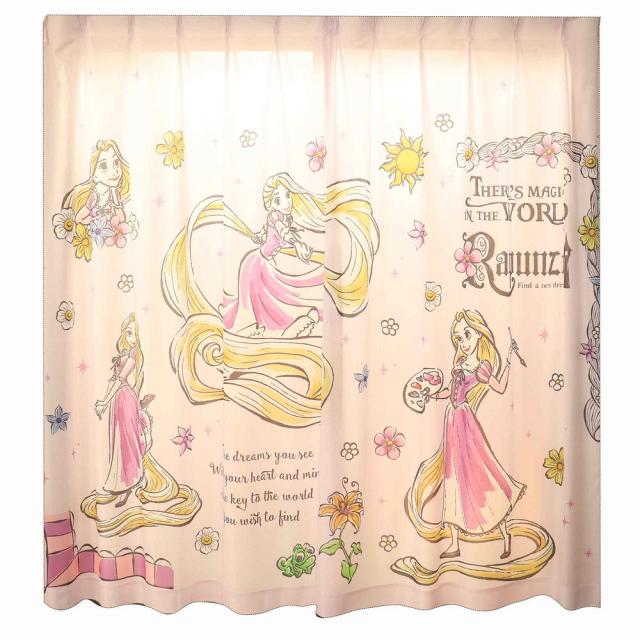 モリシタ ディズニー レースカーテン 2枚組 幅100x108cm丈 (ラプンツェル 絵羽柄レースカーテン) グッズ 大人 可愛い おしゃれ 大判 アート 外から見えにくい 左右1セット Disney プリンセス パープル キャラクター ま
