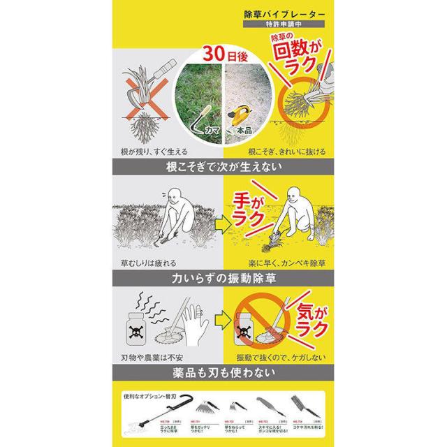 MUSASHI ムサシ 除草バイブレーター本体+ハンドルセット(WE-700+WE709) コンセント式 園芸 草むしり 草抜き 草刈り かんたん 簡単 便利 ラクラク おすすめ_3