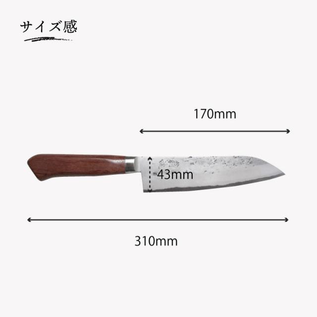 【◆P10倍】 翁流 三徳包丁 170mm 日本製 安来鋼 青紙 抗菌柄_3