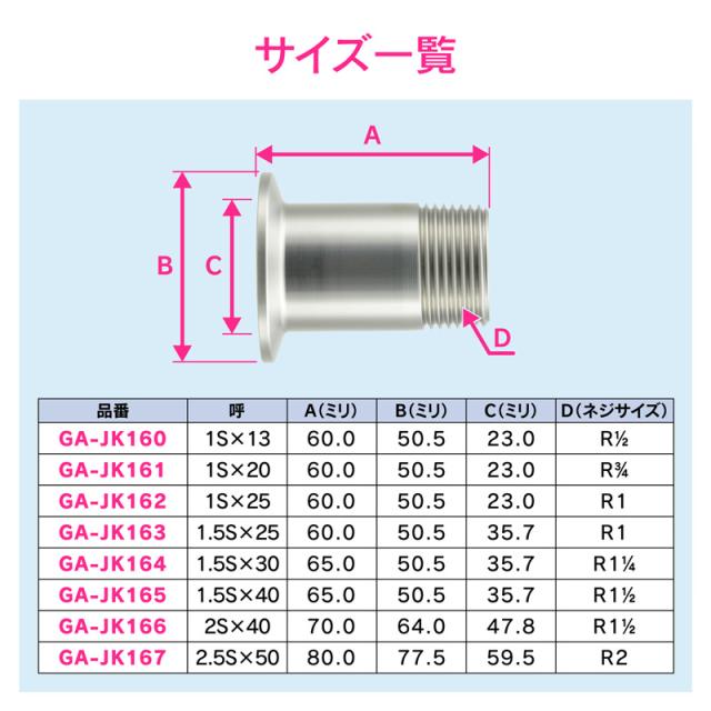 【◆P10倍】 外ネジアダプター 1S×13 GA-JK160 GAONA ガオナ KAKUDAI カクダイ_3