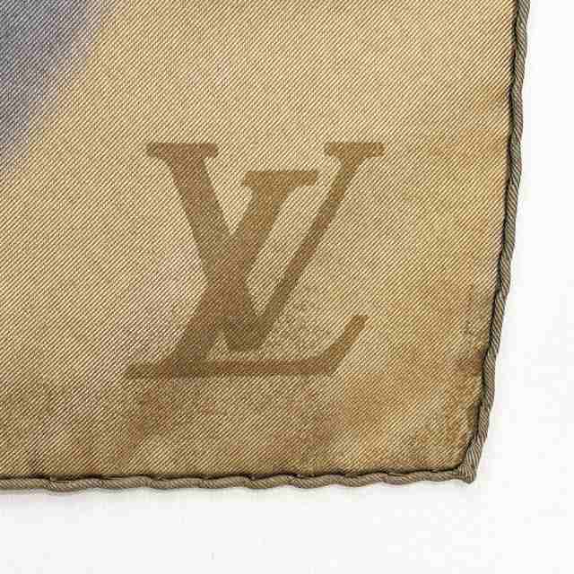 LOUIS VUITTON ルイヴィトン スカーフ シルク カーキ レディース 中古