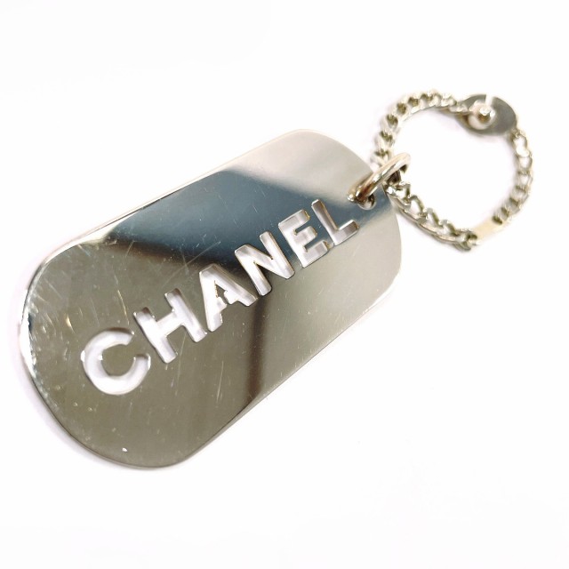 CHANEL シャネル チャーム ロゴプレート メタル シルバー 04 V刻印