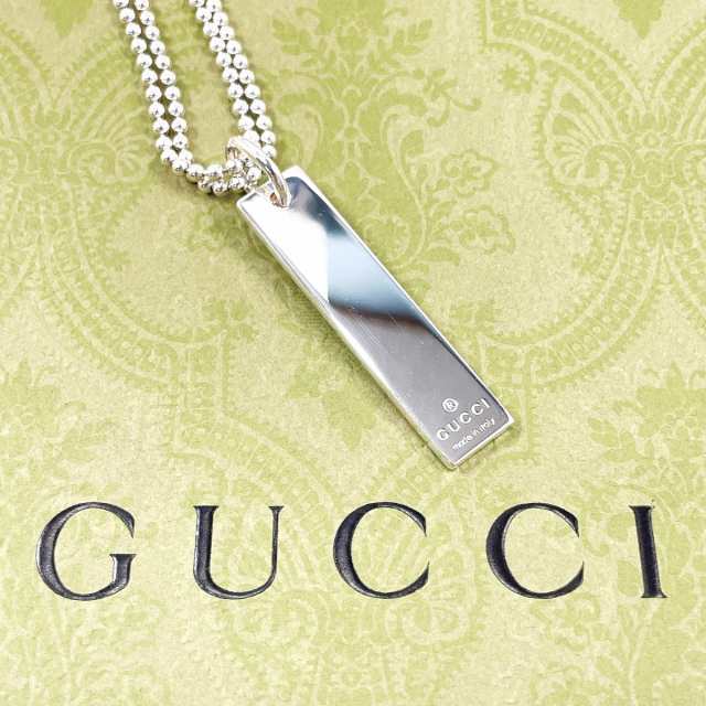 GUCCI グッチ ネックレス プレート ダブルボールチェーン シルバー925