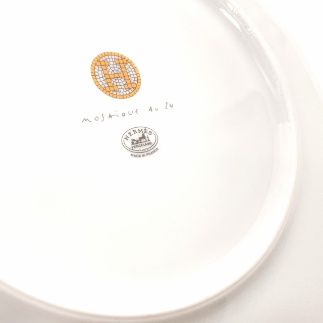 HERMES エルメス 食器 モザイク ヴァンキャトル ラウンドプレート ポーセリン オレンジ オレンジ ユニセックス 中古