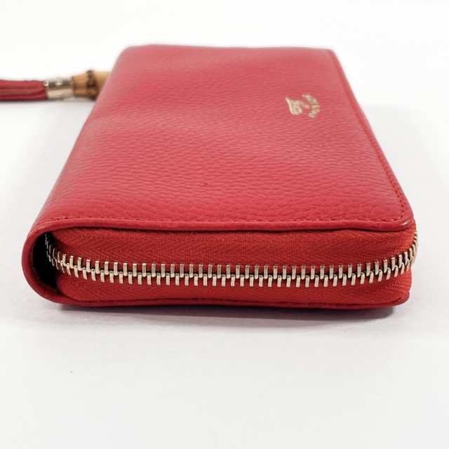 GUCCI グッチ 長財布 307984 バンブー タッセル レザー レッド